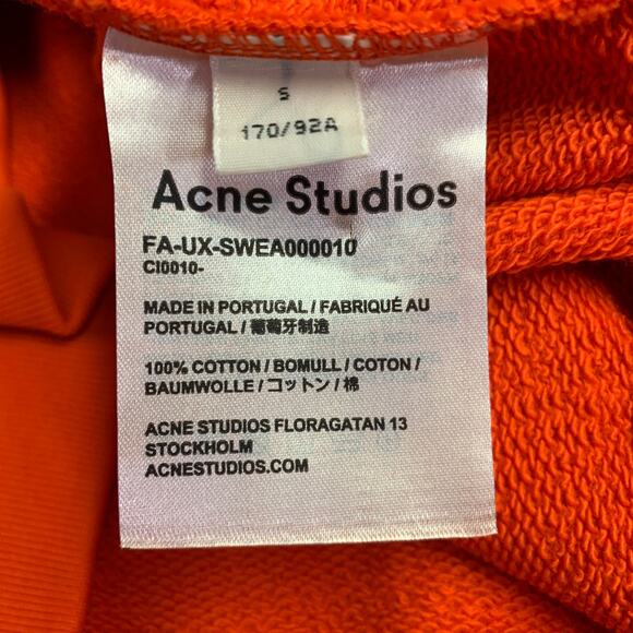 ACNE STUDIOS Size S Orange Cotton Oversized Sweatshirt - Picture 6 of 7
